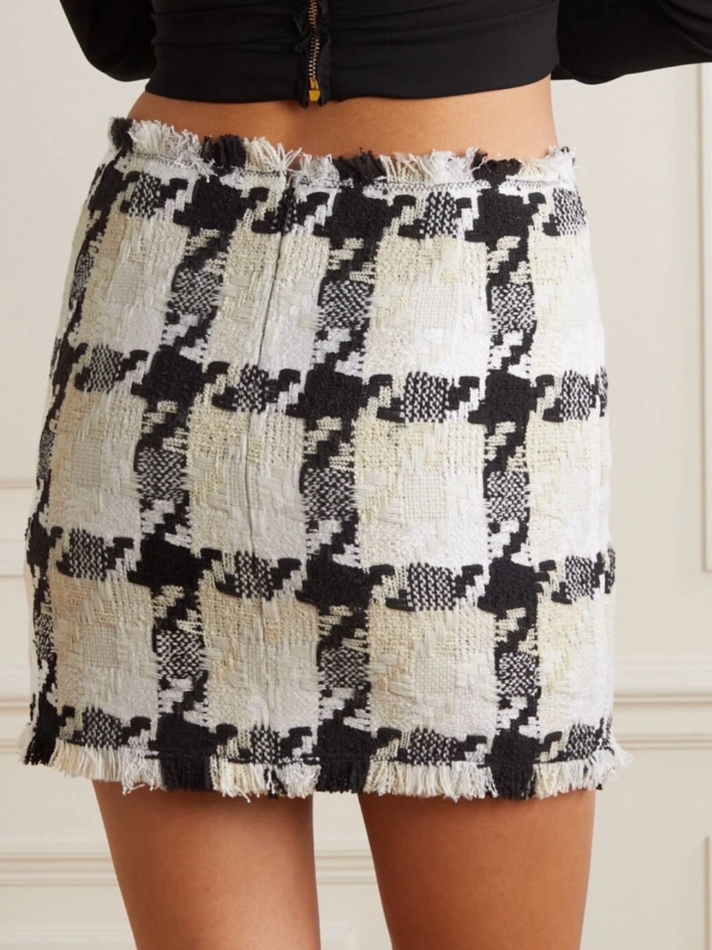 Versace Collection Black and White Tweed Mini Skirt - Picture 3 of 11